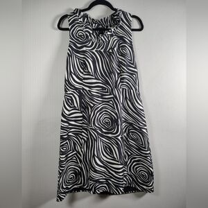 Kate Spade Woodblock Print Zebra Silk Blend Swirl Black And White Dress Size 12